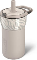 BrüMate Leap 12oz 100% Leakproof Kids Tumbler with Handle and Silicone Soft Straw | Drop Resistant Silicone Sleeve | For Kids 4+ | Insulated Stainless Steel | Cup Holder Friendly | 12oz (Zebra)