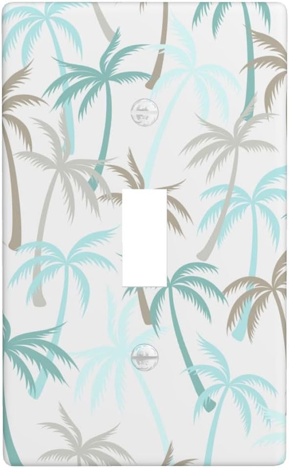 Tropical Palm Tree 1-Gang Toggle Light Switch Plate, Green Palm Leaf Wall Plate for Beach House, Kitchen, Bathroom & Sunroom