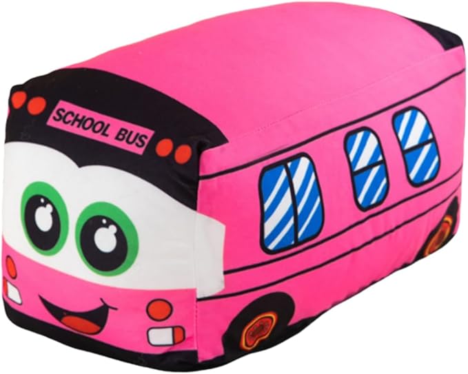 OUKEYI 11.8 Inch/30cm Car Plush Toy Simulation Bus Cute Cartoon Pillow Filling Car Plush Pillow Toy Gift Children's Birthday Party Gift (Pink)