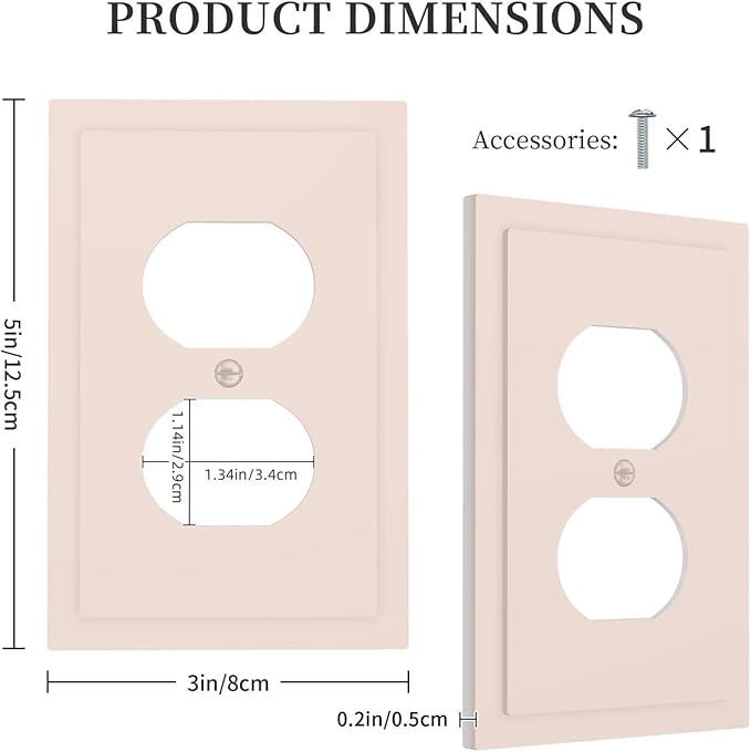 Decorative Thick Beige/Yellow 1 Gang Duplex Wall Plate Receptacle Outlet Covers, Breezy Elegant Tan/Cream Dual Device Device Light Switch Faceplate Cover
