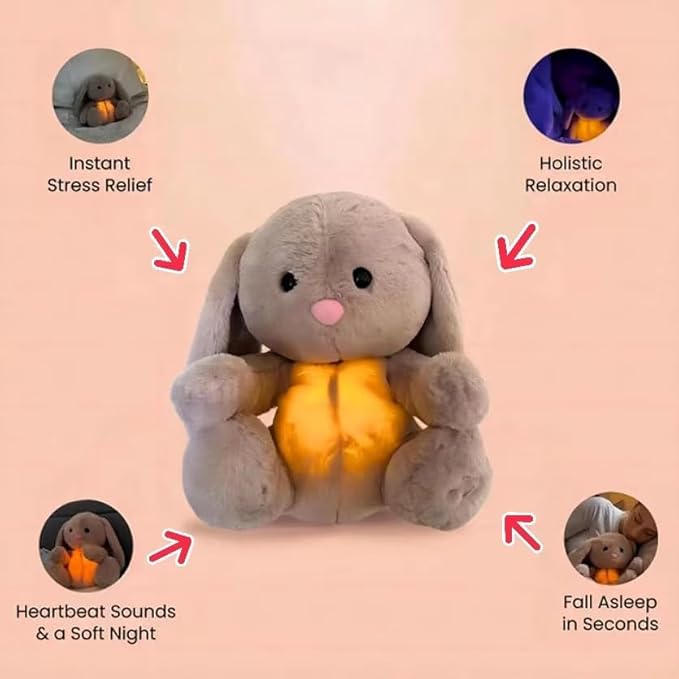 Breathing Stuffed Animal, Baby Easter Basket Stuffers for Teens Toddler Anxiety Stuffed Animal, Breathing Animals Easter Bunny Decor, Bunny Toy Easter Gifts for Kids