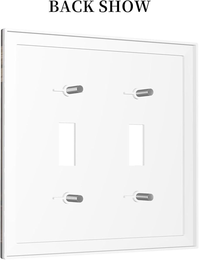 Brown Wooden Barn Door Old Wood Print Decorative Switch Plates 2 Gang Double Toggle Outlet Light Switch Cover Wall Plate Electrical Faceplate for Farmhouse Home Decor