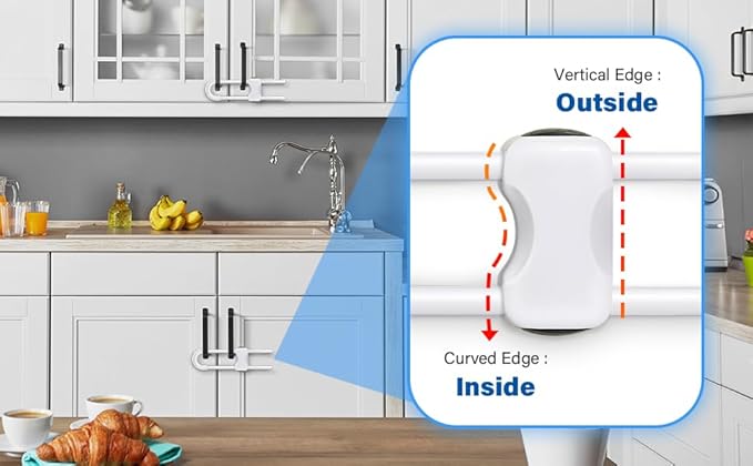 Baby Proofing Cabinets,Cabinet Locks for Babies,2 Pack U-Shaped Child Locks for Cabinets, Child Proof Cabinet Latches,Child Safety Cabinet Locks with Adjustable by SPISPI (1 White,1 Black)