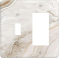 Outlet Covers Beige Marble Pattern 1 Toggle 1 Rocker Combination Decorative Wall Plate Light Switch Cover Plate Electrical Switch Plates for living Room Bedroom Decor