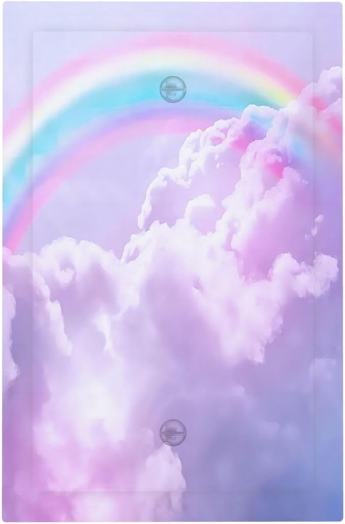 Light Switch Cover Rainbow Sky with Clouds Wall Plate Cover 1 Gang Blank No Device Decorative Outlet Covers Electrical Switchplate for Bathroom Home Decor