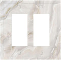 Abstract Luxury White Marble Texture Decorative Outlet Covers 2 Gang Double GFCI Rocker Electrical Wall Panels Light Switch Cover Plate for Bathroom Kitchen Living Room Decor