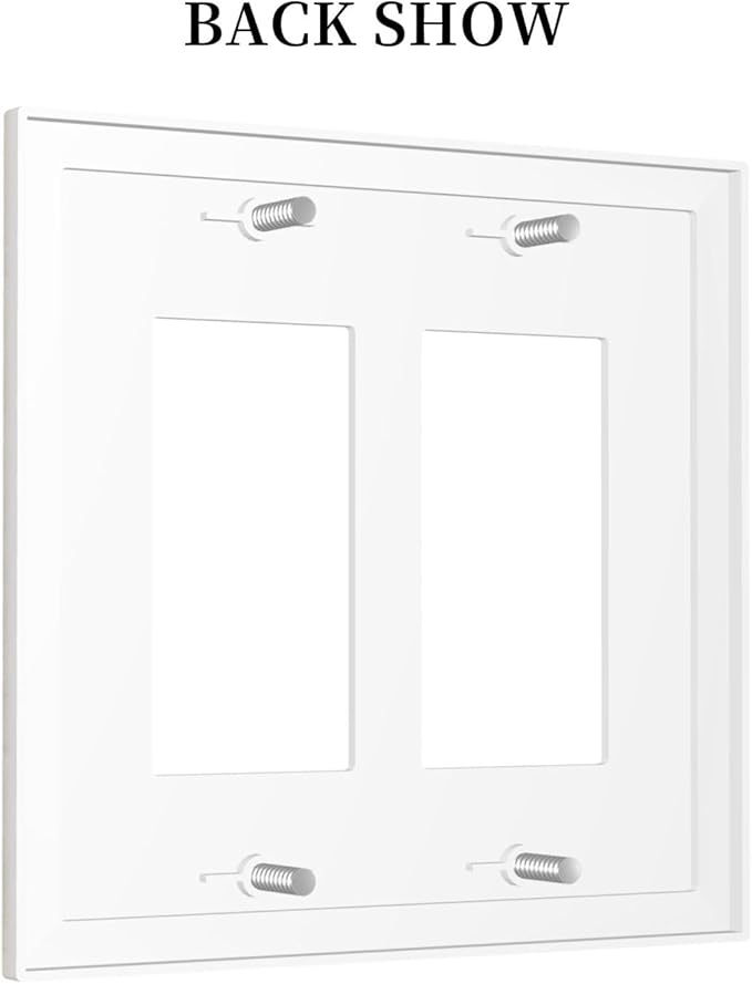 White Taupe Marble Abstract Luxury Decorative Outlet Covers 2 Gang Double GFCI Rocker Electrical Wall Panels Light Switch Cover Plate for Bathroom Kitchen Home Decor