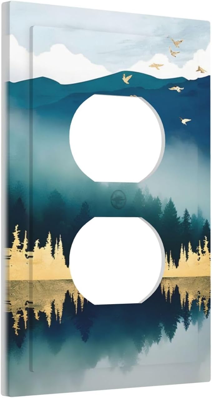 Mountains Landscape Lake Bird Reflection Outlet Covers 1 Gang Duplex Light Switch Cover Decorative Switch Plates Electrical Receptacle Faceplate Wall Plate for Bedroom Living Room Decor