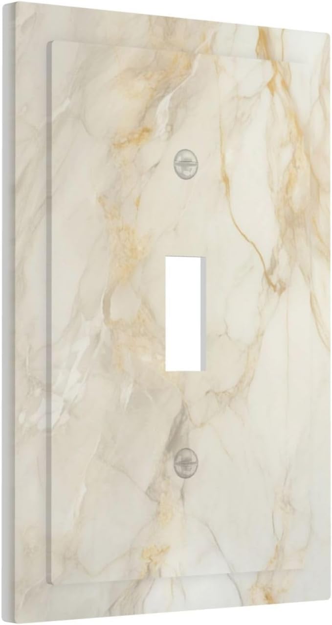 Light Switch Cover Plate Beige Gold Marble Abstraction Morden Art 1 Gang Single Toggle Decorative Switch Plates Wall Plates Electrical Faceplate Socket Covers for Kitchen Bathroom Decor