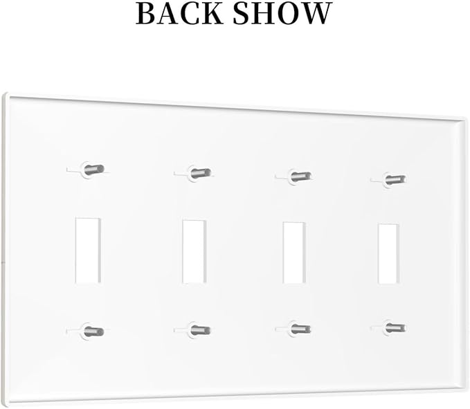 Plant Floral Books Colorful Flower Light Switch Covers Quad Toggle Electrical Faceplate 4 Gang Wall Plate Decorative Switch Plates Cover for Kids Room Bedroom Decor