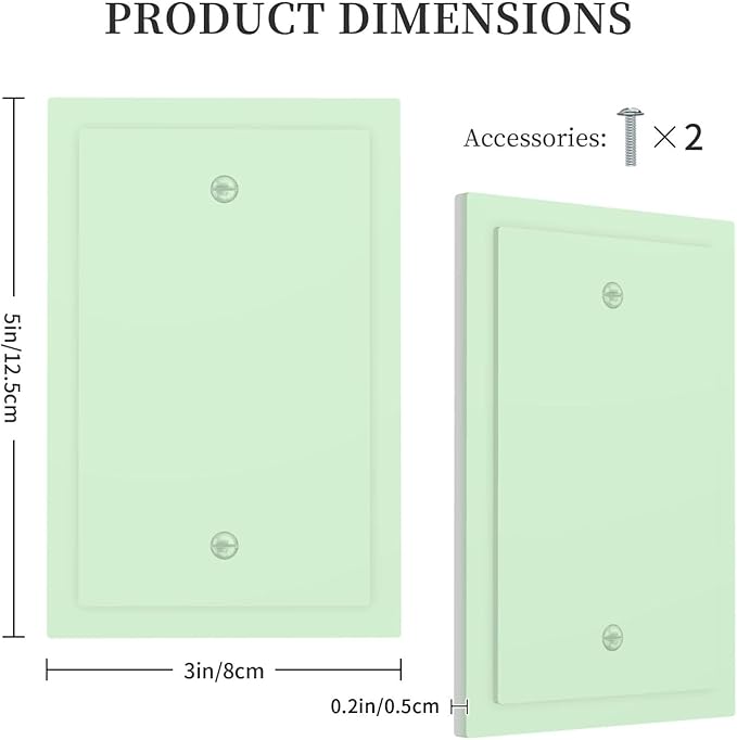 Green Decorative 1 Gang No Device Blank Wall Plate Blank Light Switch Cover Switchplate Electric Unused Faceplate Covers