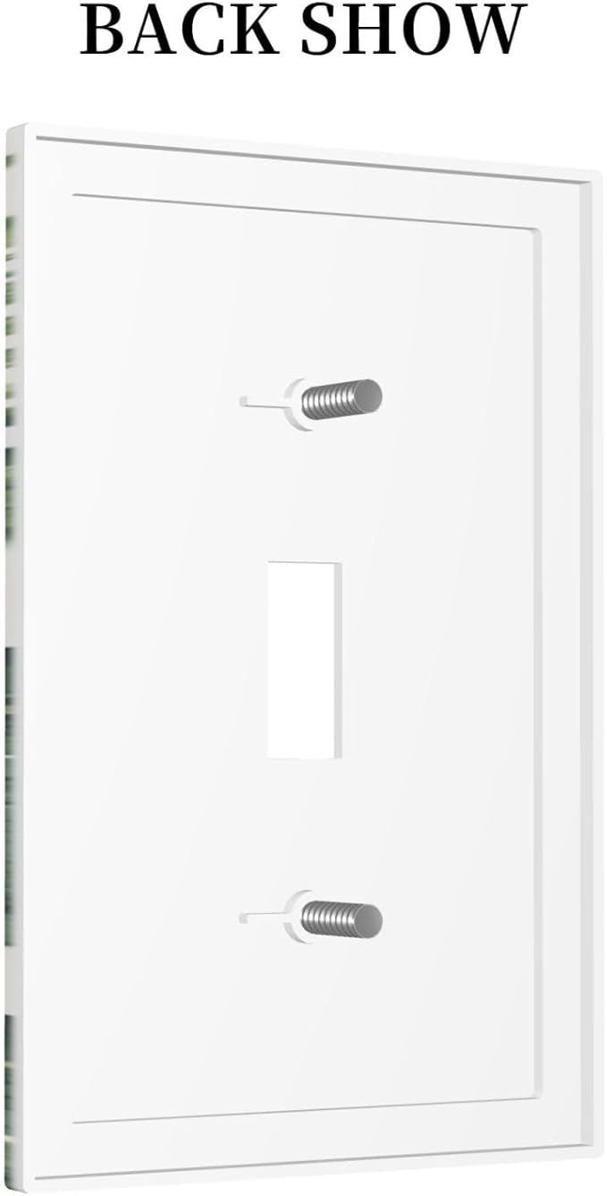 Tropical Leaf Jungle Botanical Palm Tree Greenery Floral Decorative Light Switch Cover 1 Gang Single Toggle Device Electrical Faceplate Switchplates Decorator Outlet Wall Plate for Bedroom Living Room