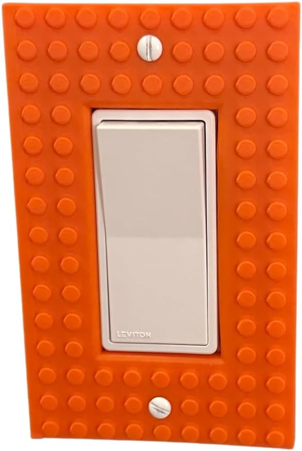 Brick Wall Plate, Rocker Toggle Light Switch Cover for Kids Bedroom, Game Room, 1-Gang (Orange)