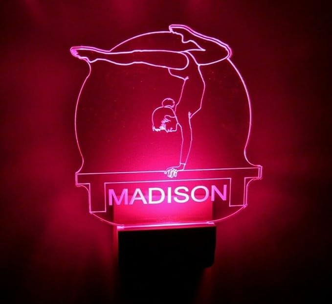Night Light Multi Color Personalized LED Plug-in, Ultra-Slim Touch Night Light Smart Dusk to Dawn Sensor, Kids Children's Bedroom Kitchen Bathroom Hallway Play Room Variations (Gymnasts Gymnastics)