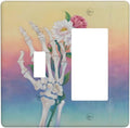 Skeleton Flower Single Toggle Rocker Combination Wall Plate Decorative 2 Gang Light Switch Covers Electrical Switchplate Home Decorate Faceplat for Bathroom Bedroom Kitchen Room 4.5 x 4.5 Inch
