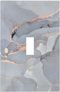 Gray And Gold Marble Abstract Luxury Print Decorative Light Switch Cover 1 Gang Single Toggle Device Electrical Faceplate Switchplates Decorator Outlet Wall Plate for Bathroom Kitchen Bedroom Decor