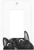 Peeping Black Cat Cute Animals Decorative Outlet Covers 1 Gang Single Rocker Light Switch Cover Plate Wall Plates GFCI Faceplate for Kids Room Home Decor