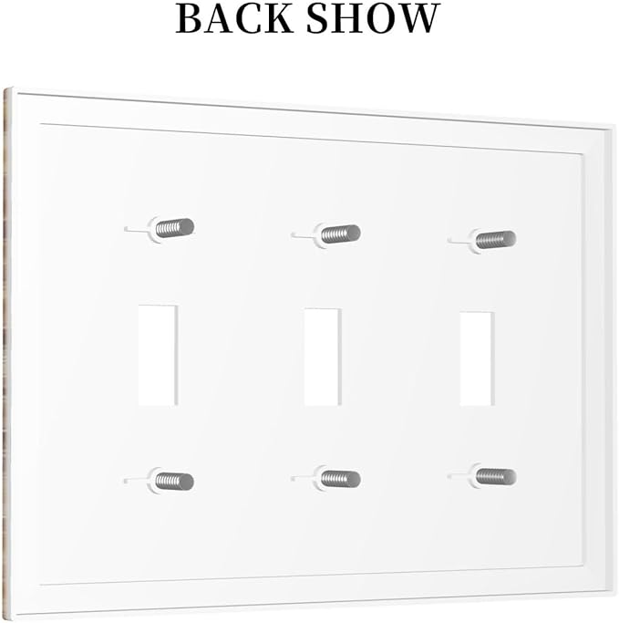Decorative Switch Plate Covers Vintage Coffee Pot Star Farmhouse Wood Plank 3 Gang Wall Plate Light Switch Cover Plate Triple Toggle Jumbo Electrical Faceplate for Bedroom Kitchen Decor
