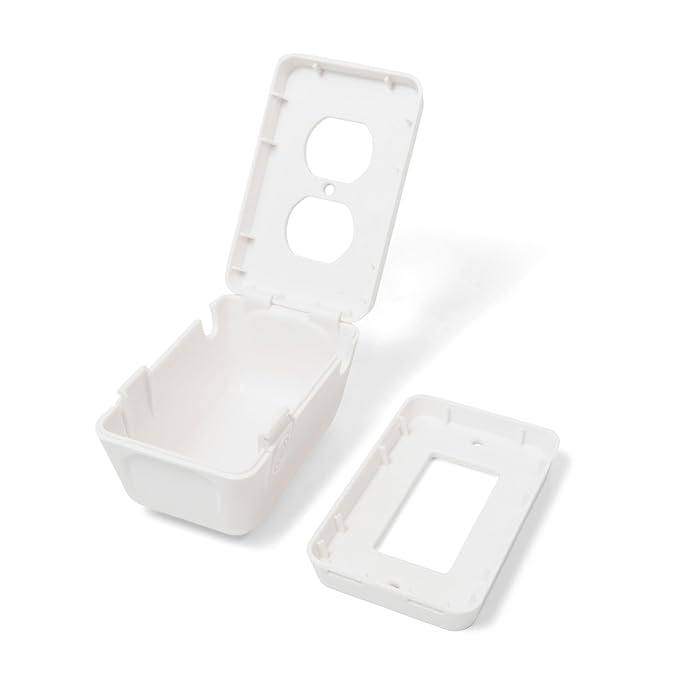 Regalo Safety Outlet Covers for Baby Proofing, Child Proof Wall Outlet Cover Guard with Space for Cords – Fits Standard & Single Outlets (2 Pack, White)
