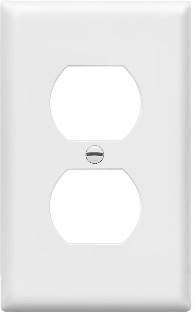 Enerlites 8821-W Duplex Receptacle Outlet Wall Plate, Standard Size 1-Gang, Polycarbonate Thermoplastic, White