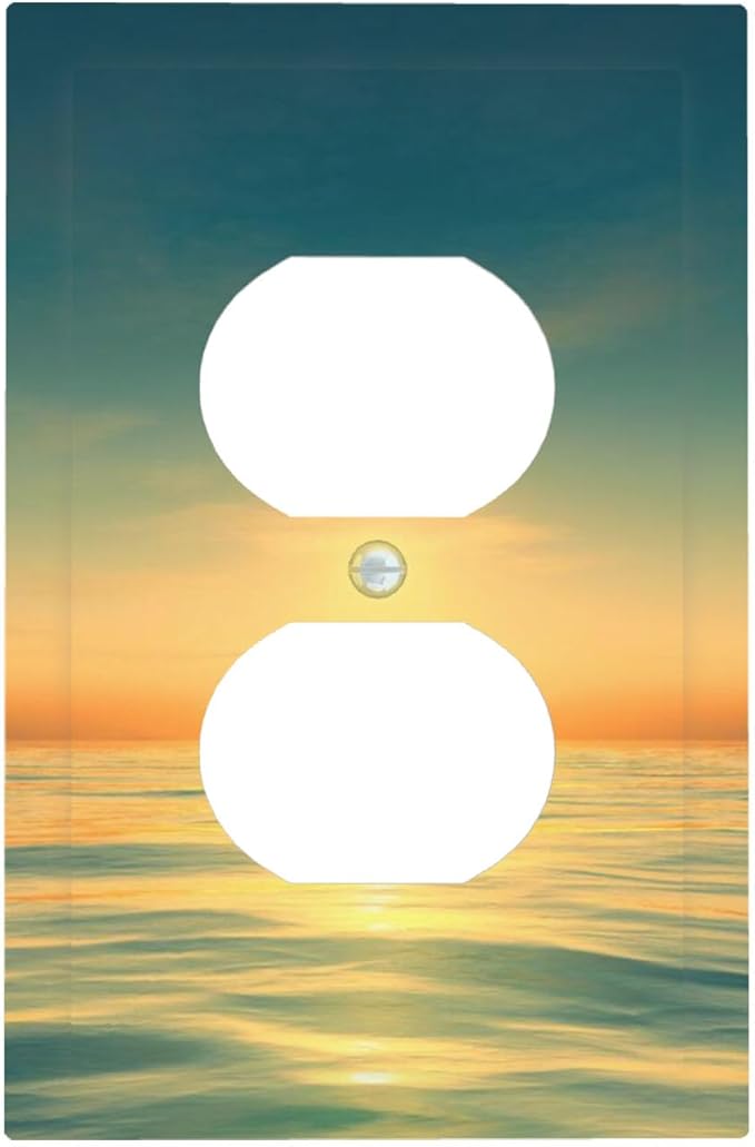 Serene Coastal Sunset Duplex Wall Plate - 1-Gang Standard US Size Minimalist Ocean Landscape Design Outlet Covers for Bathroom Decor