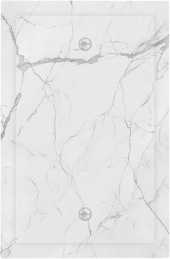 Light Switch Cover Plate White Grey Abstract Modern Marble 1 Gang No Device Blank Electrical Wall Plates Faceplate Decorative Switch Plate for Bathroom Kitchen Decor