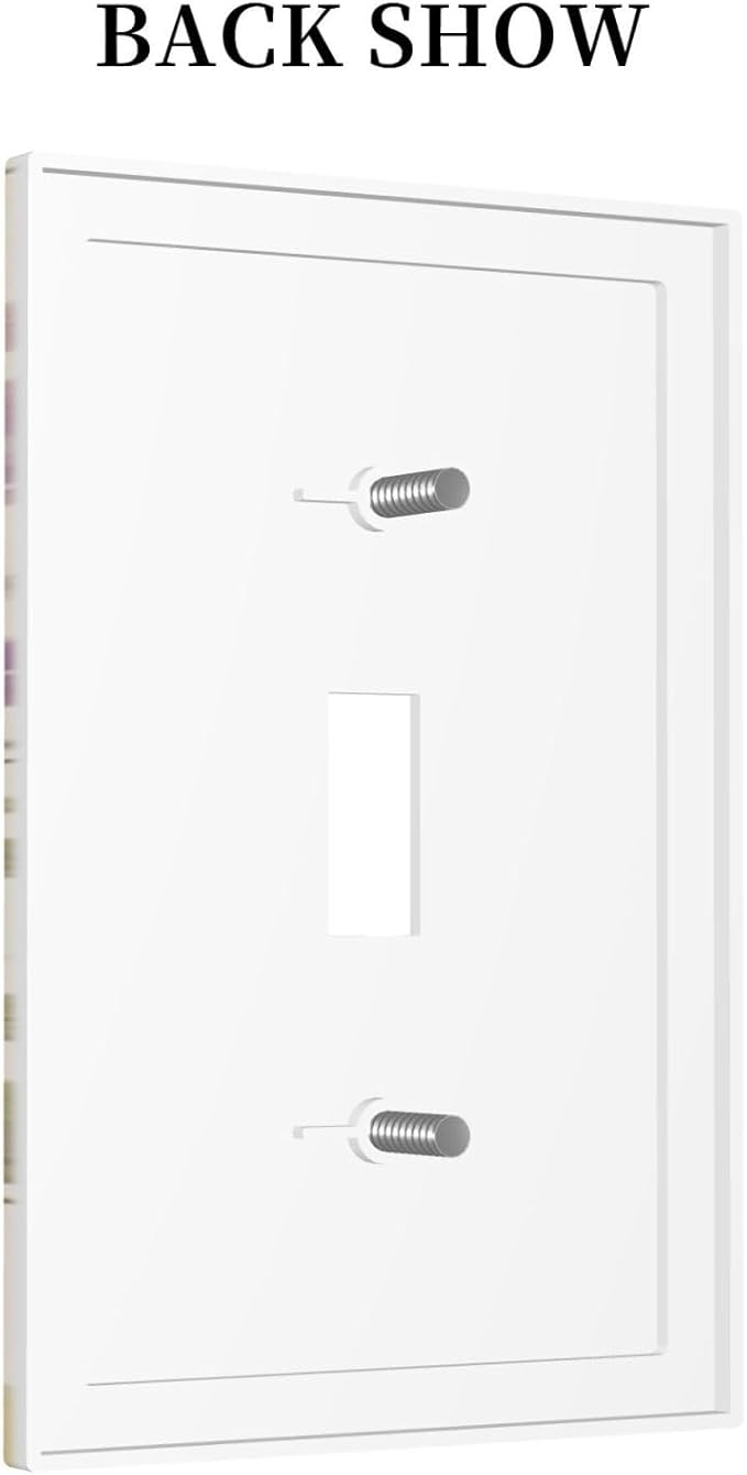 Watercolor Floral Leaves 1 Gang Light Switch Cover Single Toggle Wall Plate Small Purple Flowers Daisies Decorative Electrical Switchplate Covers for Country Bedroom Kitchen Living Room Decor