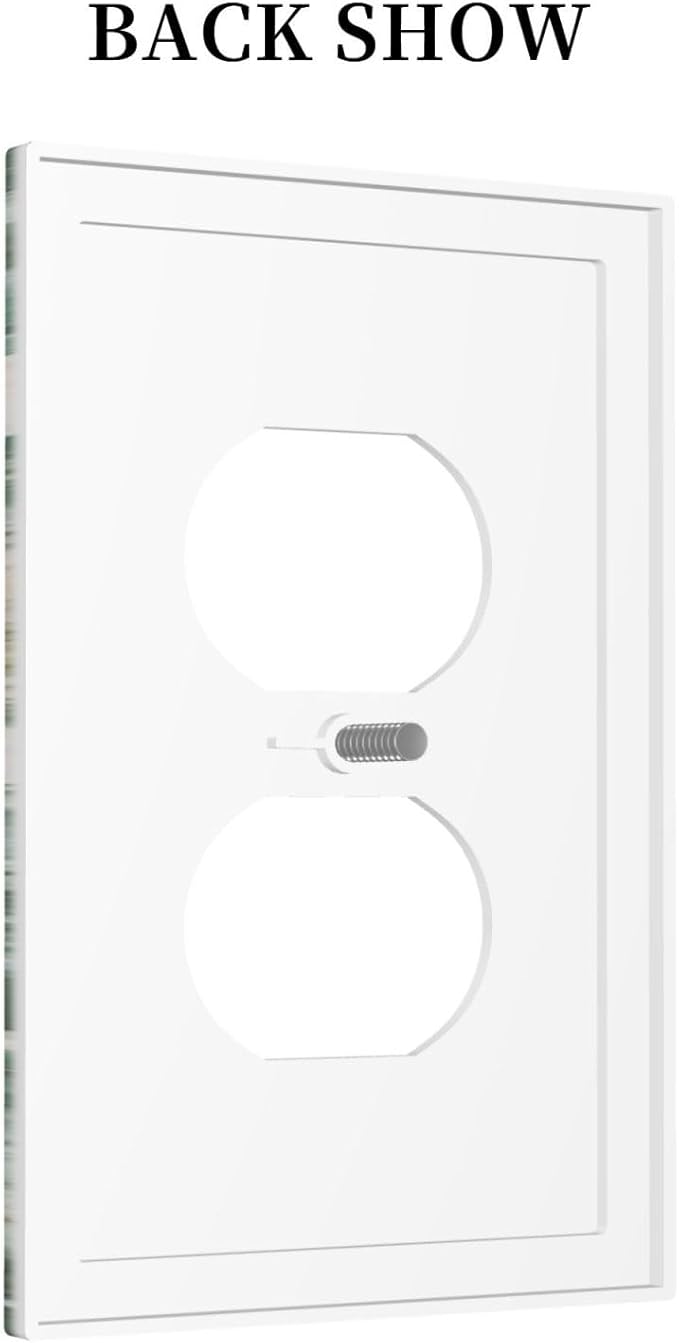 Decorative Outlet Covers with Modern Luxury Green Marble Texture Design 1 Gang Duplex Light Switch Cover Plate Unique Wall Plates Switchplate Cover for Kitchen Bathroom Decor