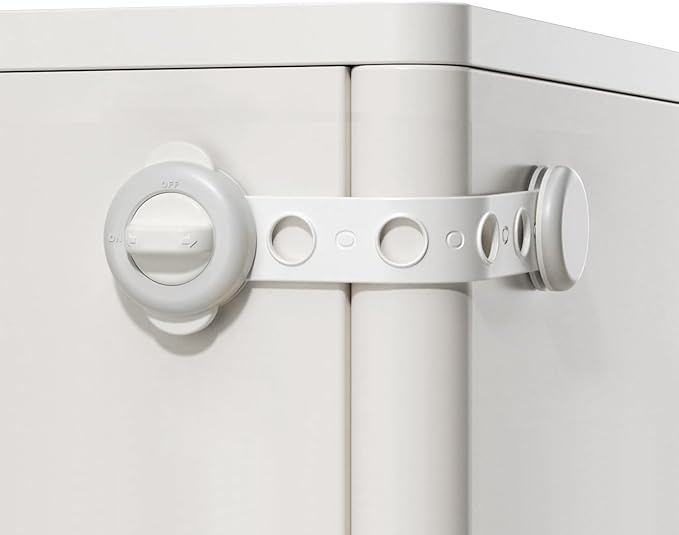 6 Pack Child Proof Cabinet Locks for Baby Proofing, Baby Proof Drawer Locks for Kids,Child Safety, Adjustable Child Locks for Cabinets and Drawers, Easy 3M Adhesive No Drilling (White)