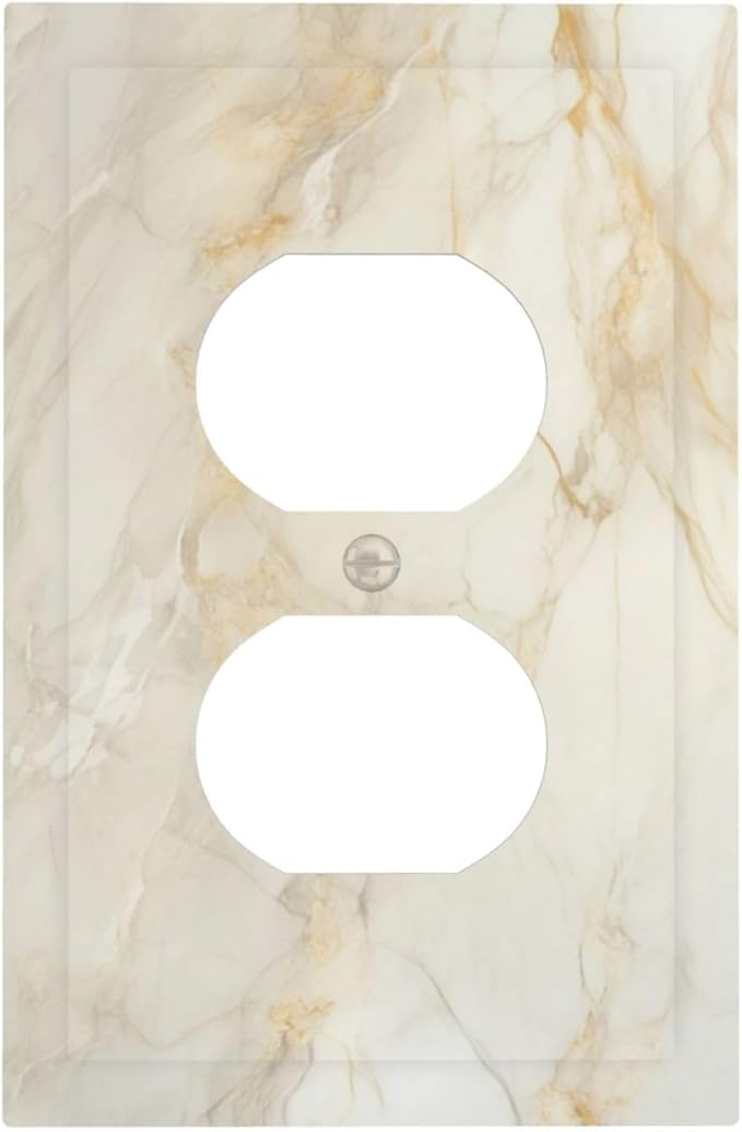 Decorative Outlet Covers Beige Gold Marble Abstraction Morden Art 1 Gang Duplex Light Switch Cover Plate Electrical Switch plates WallPlates Socket Covers for Kitchen Bathroom Decor