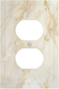 Decorative Outlet Covers Beige Gold Marble Abstraction Morden Art 1 Gang Duplex Light Switch Cover Plate Electrical Switch plates WallPlates Socket Covers for Kitchen Bathroom Decor