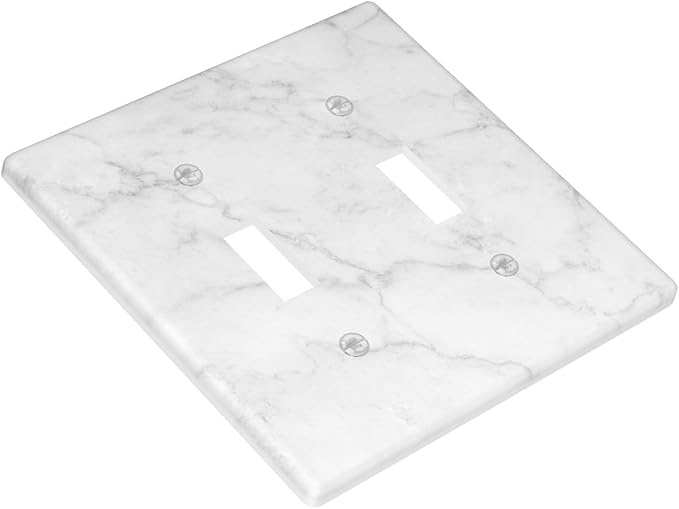 Faux White Marble Printed Double Light Switch Cover Plates Decorative 2 Gang Wall Plate Double Toggle Lightswitch Cover