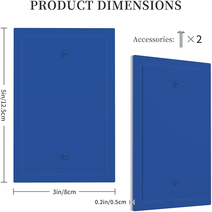 Blue Decorative 1 Gang No Device Blank Wall Plate Blank Light Switch Cover Switchplate Electric Unused Faceplate Covers