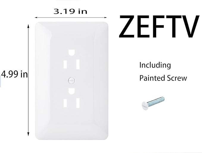ZEFTV 6 Pack Duplex Outlet Covers Wall Plates 1-Gang Switch Outlet Electrical Cover Plate Unbreakable Thermoplastic Faceplate for Light Receptacle Outlet Switch, Glossy White