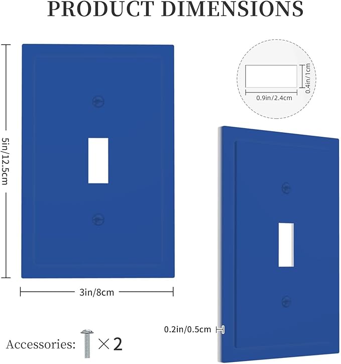 Navy Blue 1 Gang Toggle Light Switch Cover, Decorative Blue Single Toggle Wall Plate Electrical Switchplate Faceplate Solid Royal Outlet Covers