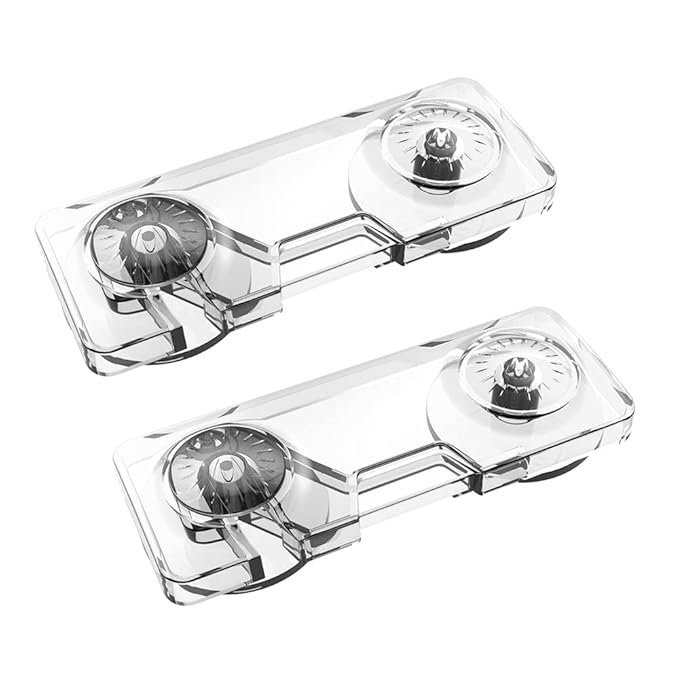 EUDEMON 2 Pack Childproof Refrigerator Lock, Baby Safety French Fridge Door Lock, Freezer Lock, Invisible Cabinet Cupboard Lock for Toddlers, Easy to Install, no Tools Need or Drill (Transparent)