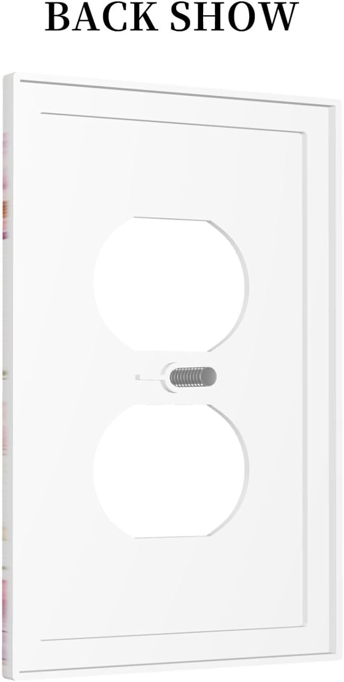 Pink Floral Wild Flowers Watercolor Plants Outlet Covers 1 Gang Duplex Light Switch Cover Decorative Switch Plates Electrical Receptacle Faceplate Wall Plate for Bedroom Living Room Decor