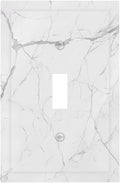 Decorative Light Switch Cover White Grey Abstract Modern Marble 1 Gang Single Toggle Device Electrical Faceplate Switchplates Decorator Outlet Wall Plate for Bathroom Kitchen Decor