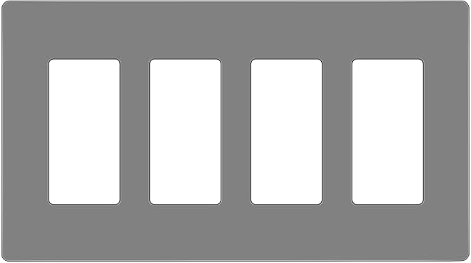 ENERLITES Screwless Decorator Wall Plate Child Safe Outlet Cover, Gloss Finish, Size 4-Gang 4.68" H x 8.30" L, Unbreakable Polycarbonate Thermoplastic, SI8834-GY, Grey, Gray