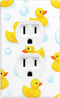 Yellow Rubber Duck 1-Gang Duplex Wall Plate, Cute Duck Bubble Outlet Cover for Kids Bathroom, Boys Girls Room & Nursery