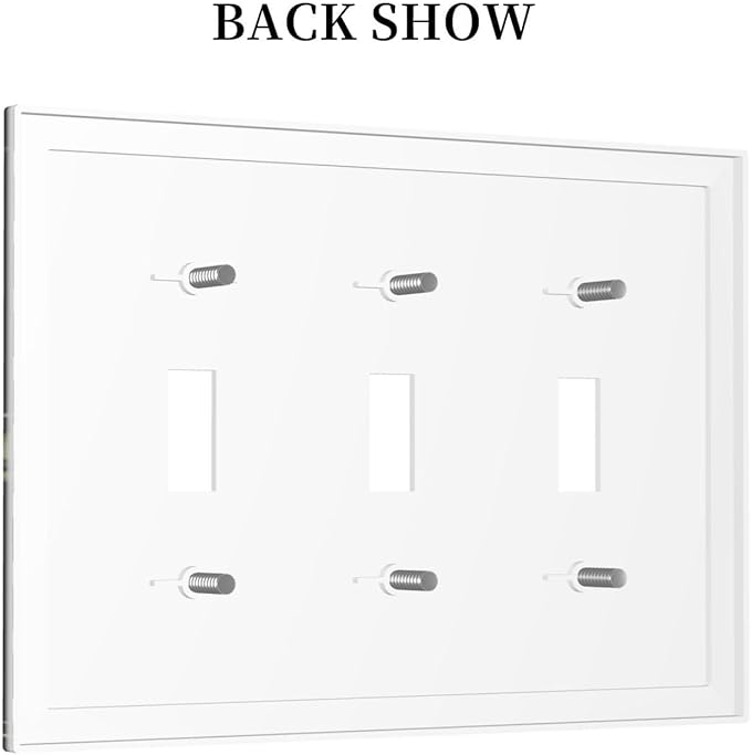 Moon Phase Butterfly Wildflower Plant Mysterious Night Moonlit Decorative Switch Plates 3 Gang Wall Plate Triple Toggle Light Switch Cover Faceplate Electrical Wall Panels for Bedroom Living Room