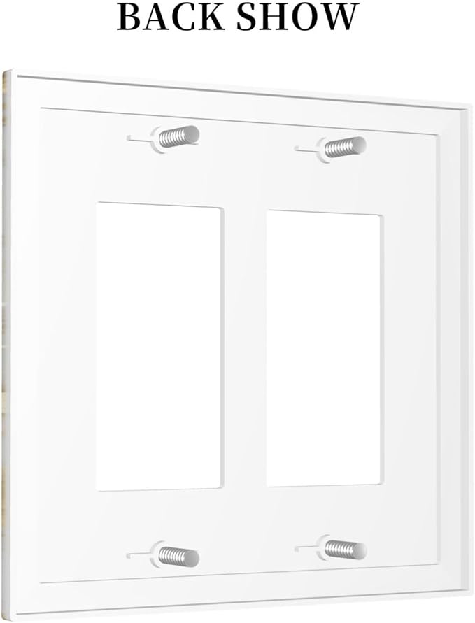 Luxurious White Gold Marble Patterns Abstract Decorative Outlet Covers 2 Gang Double GFCI Rocker Electrical Wall Panels Light Switch Cover Plate for Bathroom Kitchen Decor