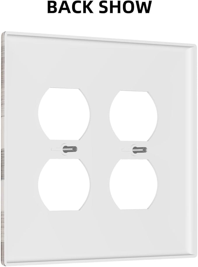Polygon Collage Abstract Shapes Rustic Wood Panel Print Outlet Covers 2 Gang Double Duplex Decorative Light Switch Covers Electrical Wallplates Socket Faceplate for Farmhouse Bedroom Decor