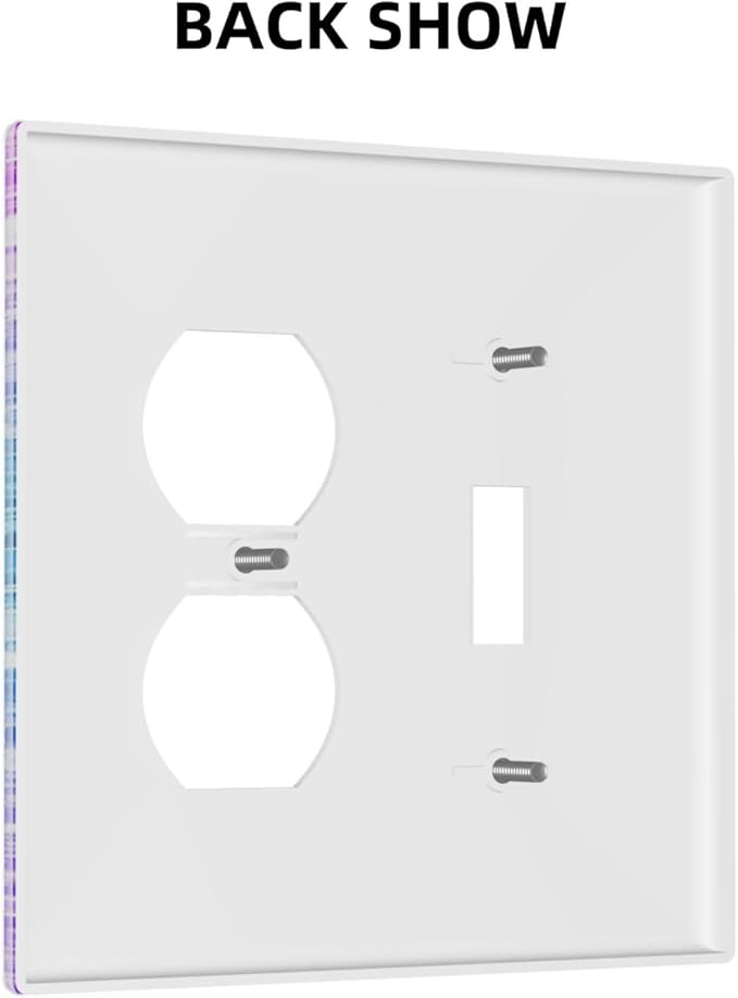 Light Switch Cover Plate Fantasy Colorful Glitter Blue Purple Gradient 2 Gang Outlet Covers 1 Toggle 1 Duplex Socket Cover Wallplates Electrical Switch Plate Covers for Kids Room Home Decor