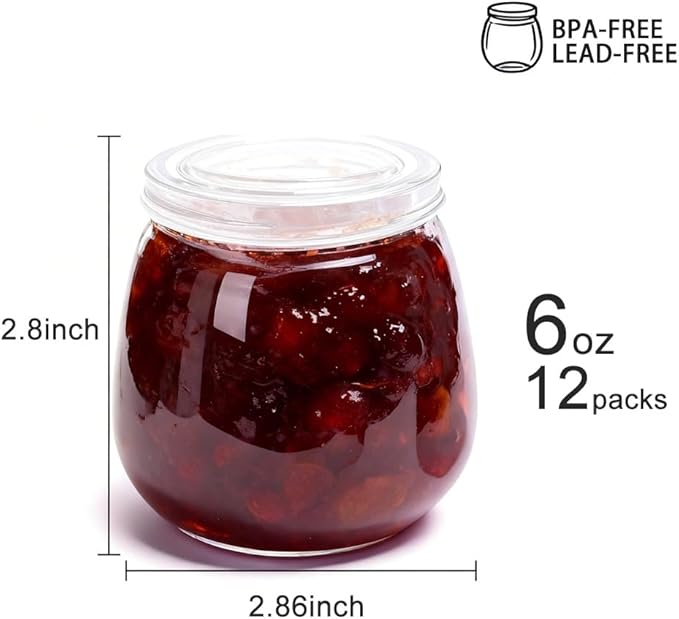 Baby Food Storage Containers,12 Pack Baby Food Containers with Lids,6 oz Glass Baby Food Jars,Small Snack Containers for Toddlers,Thickened Baby Food Storage Containers for Infant and Baby