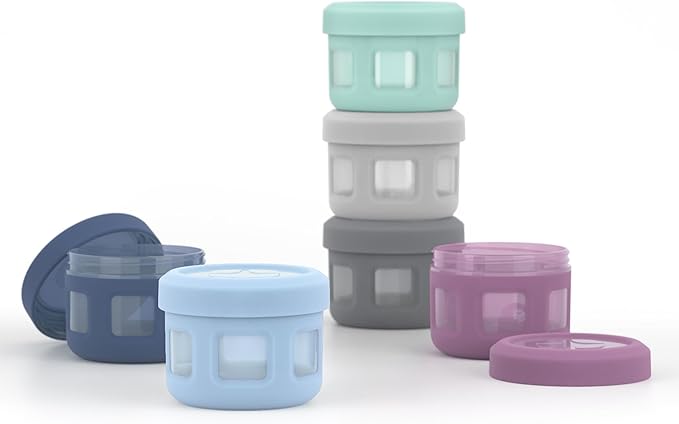 Ello Reusable Condiment Containers 4oz each with Screw-on Leak Proof Lid | Perfect for Salad Dressing Sauce Dips Lunchbox Picnic Travel Bento Box | BPA-Free | Dishwasher Safe