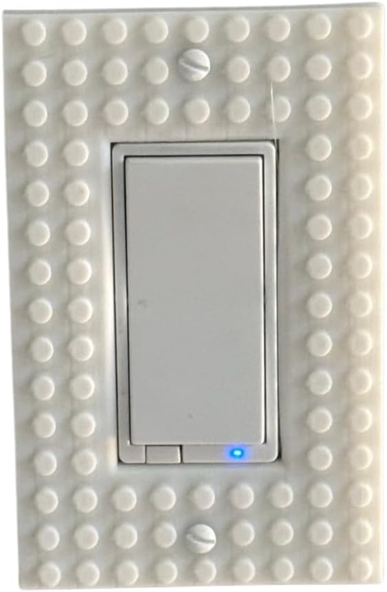 Brick Wall Plate, Rocker Toggle Light Switch Cover for Kids Bedroom, Game Room, 1-Gang (White)