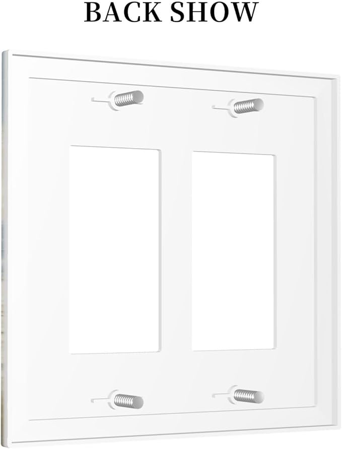 Sea Beach Double Rocker Light Switch Cover Old Ship Reed Lighthouse Seascape 2 Gang Outlet Covers Switchplates Decorative Wall Plate for Country Bedroom Kitchen Living Room Decor