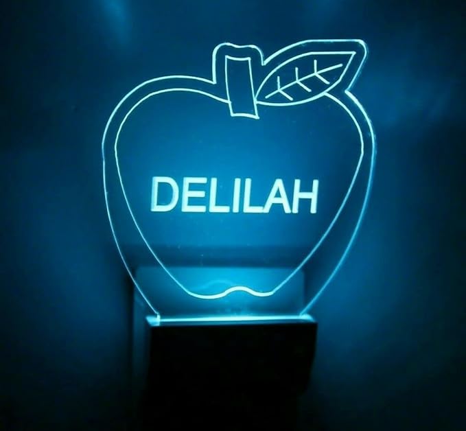 MIRROR MANIA Night Light Multi Color Personalized LED Plug-in, Ultra-Slim Touch Night Light Smart Dusk to Dawn Sensor, Kids Children's Bedroom Kitchen Bathroom Hallway Play Room Variations (Apple)