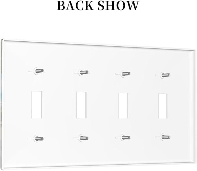 Ocean Beach Tropical Palm Tree Coastal Seaside Light Switch Covers Quad Toggle Electrical Faceplate 4 Gang Wall Plate Decorative Switch Plates Cover for Kids Room Living Room Decor
